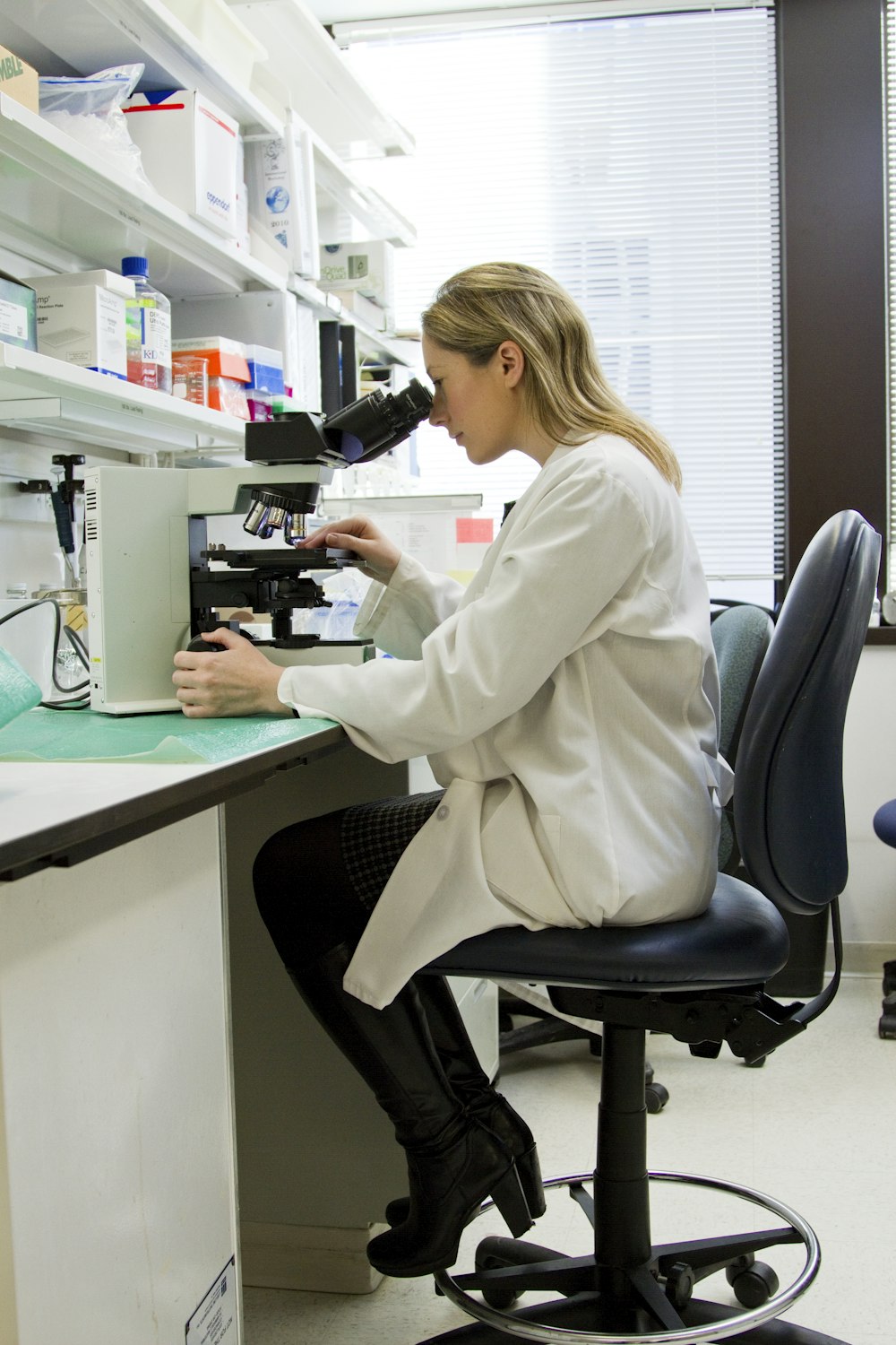 Chemistry laboratory with molecular structures